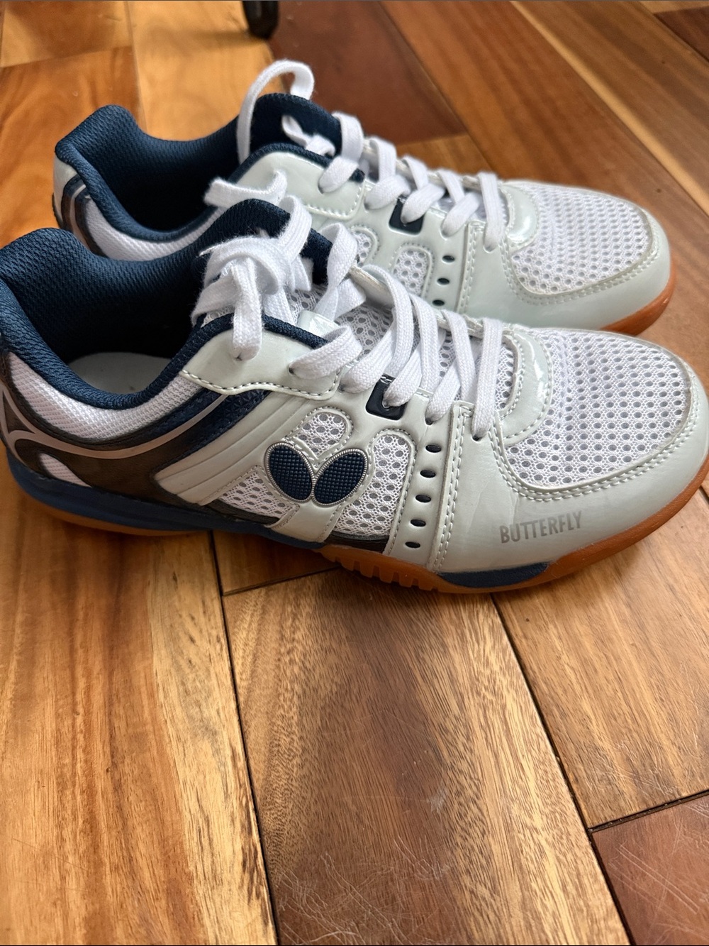 Butterfly Kids White and Navy Athletic Sneakers